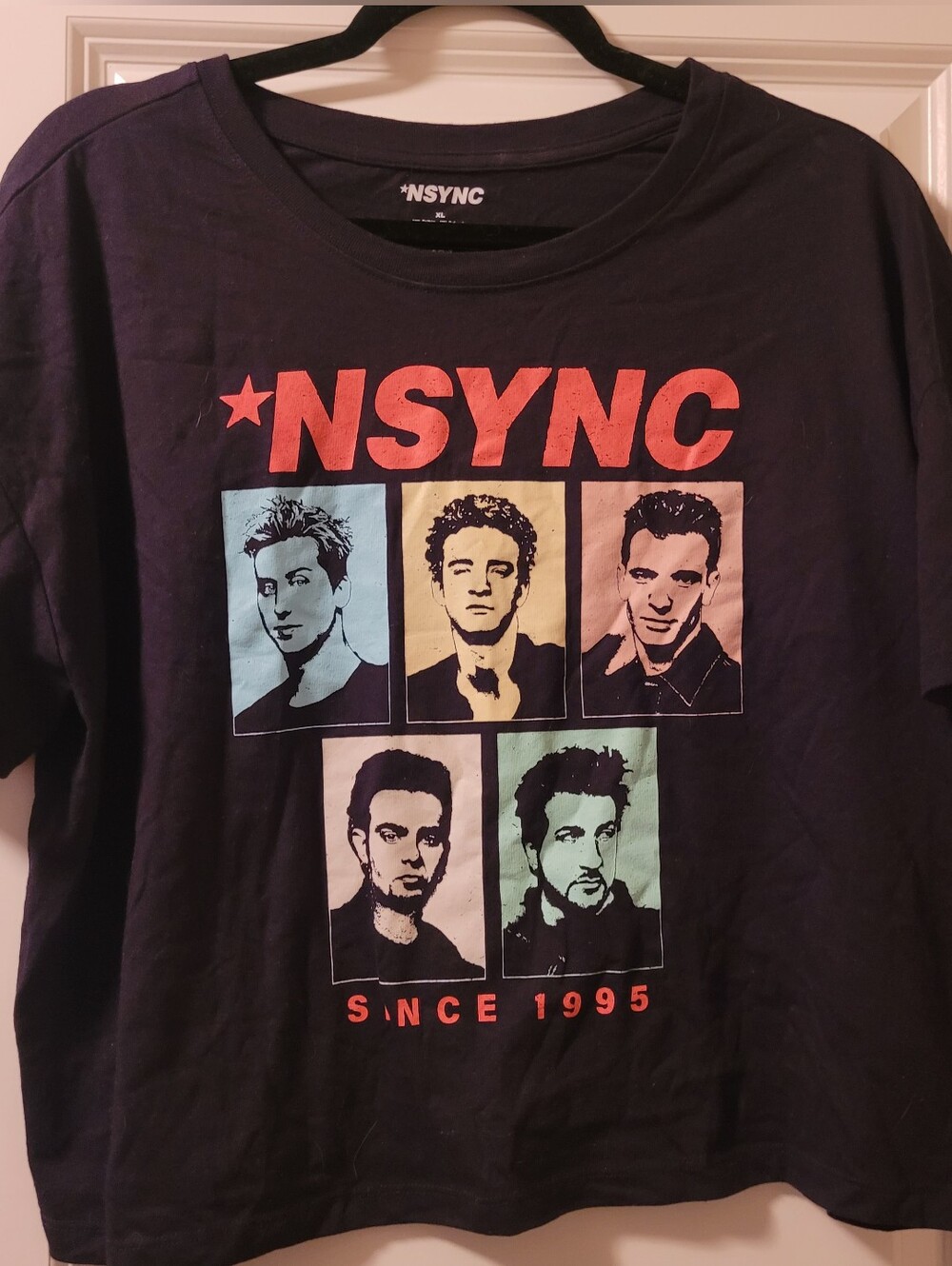 *NSYNC Graphic Black Crop Band Tee Short Sleeve Women XL Boy Band Music 2020